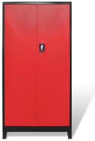 Armário de ferramentas 2 portas aço 90x40x180 cm preto vermelho