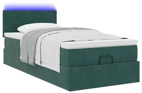 Estrutura de cama otomana colchão 90x200 cm veludo verde escuro