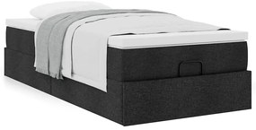 Estrutura de cama otomana com colchão 100x200cm tecido preto
