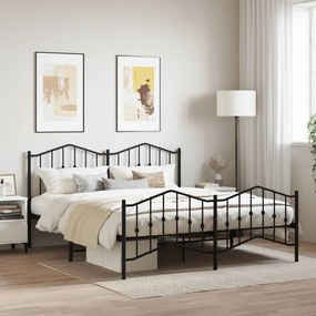 vidaXL Estrutura de cama com cabeceira e pés 160x200 cm metal preto