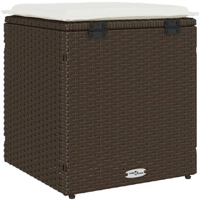 Bancos jardim com almofadas 2 unid 40x40x43 cm vime PE castanho