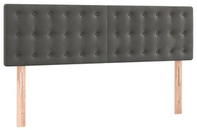 Cama com molas/colchão 140x190 cm veludo cinzento-escuro