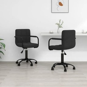 vidaXL Cadeiras de jantar giratórias 2 pcs veludo preto