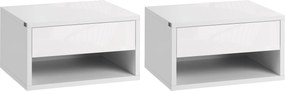 HOMCOM Conjunto de 2 Mesas de Cabeceira Flutuantes Mesas de Cabeceira com Gaveta para Dormitório 37x32x21 cm Branco | Aosom Portugal
