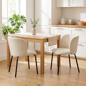 Conjunto de 2 Cadeiras de Jantar, 58 x 57 x 77 cm (MESA NÃO INCLUIDA), Estofadas em Chenille, Bege