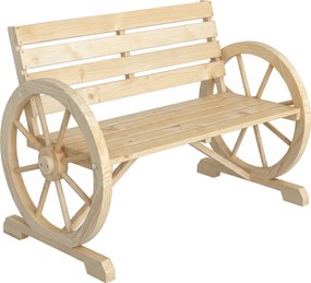 Outsunny Banco de Jardim de Madeira com Apoios em Forma de Roda para 2 Pessoas 105,5x56x79 cm Madeira | Aosom Portugal