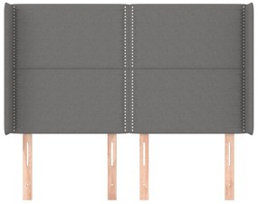 Cabeceira cama c/ abas tecido 147x16x118/128 cm cinzento-escuro