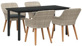 vidaXL Conjunto de Jantar para Jardim 5 pcs Cinzento-claro vime PE