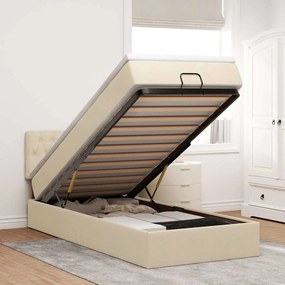 vidaXL Estrutura de cama otomana com creme de colchão 90x190cm tecido