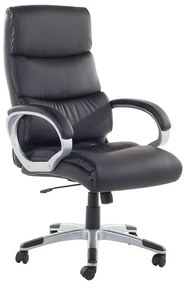 Cadeira de escritório giratória e ajustável em pele sintética preta KING Beliani