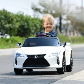 Carro elétrico para crianças Lexus com licença oficial com bateria 12V e controlo remoto 2.4G Luzes LED brilhantes e música Branco