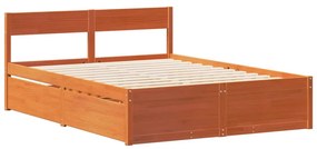 Cama sem colchão 140x200 cm madeira pinho maciça castanho-mel