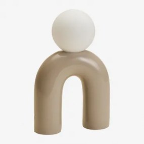 Luminária De Mesa De Cerâmica De 30 Cm Com Bola De Vidro Margot Crema - Sklum
