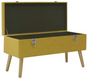 Banco c/ compartimento arrumação 80 cm veludo amarelo mostarda