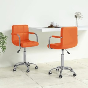 vidaXL Cadeiras de jantar giratórias 2 pcs couro artificial laranja