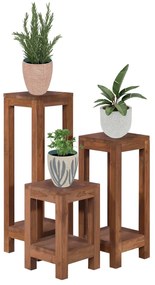 vidaXL Suportes para plantas 3 pcs madeira de teca maciça