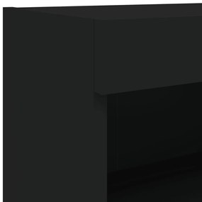 8 pcs móveis de parede p/ TV c/ LEDs derivados de madeira preto