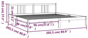 Estrutura de cama 200x200 cm madeira maciça castanho mel