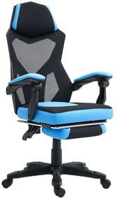 Vinsetto Cadeira de Escritório Ajustável em Altura Cadeira para Secretária Giratória de 360° Reclinável até 135° com Apoio para os Braços e Apoio para os Pés Retrátil 58x72x108-118 cm Azul