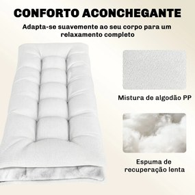 Almofada para espreguiçadeira jardim (NÃO INCLUIDA) com Tiras de Fixação Proteção UV50+ Recuperação Lenta Interior Exterior 198x65x13 cm Creme