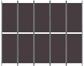 Biombo/divisória com 5 painéis 250x200 cm tecido castanho