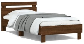 vidaXL Estrutura cama cabeceira/luzes LED 100x200 cm carvalho castanho