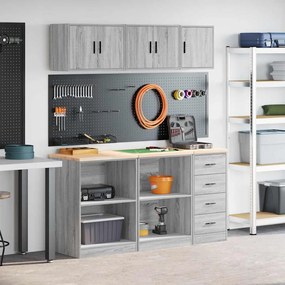 vidaXL Armários de garagem 6 pcs derivados de madeira cinzento sonoma