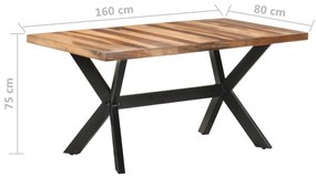 Mesa jantar 160x80x75 cm madeira maciça c/ acabamento a mel