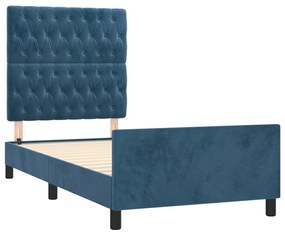 Estrutura de cama sem colchão 100x200 cm veludo azul-escuro