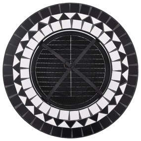 Mesa braseira em mosaico 68 cm cerâmica preto e branco