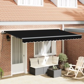 vidaXL Toldo Retrátil Preto 400 x 200 cm Poliéster, Alumínio
