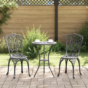 Conjunto de Jardim bistrô de 3 Peças vidaXL Preto em Alumínio Fundido