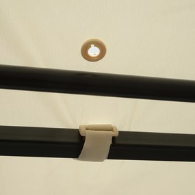 Outsunny Pérgola de Jardim 3x2,5m Pérgola Montada na Parede com Teto Retrátil 10 Orifícios de Drenagem Estrutura de Aço e Poliéster 180 g/m² para Pátio Terraço Exterior Creme