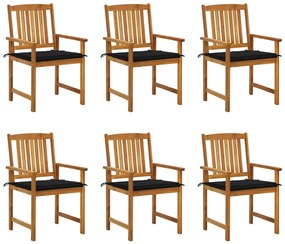 Cadeiras de jardim com almofadões 6 pcs acácia maciça