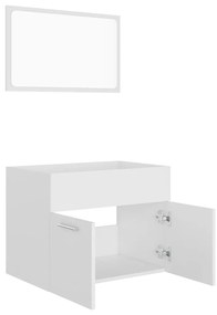 2 pcs conjunto de móveis de casa de banho contraplacado branco