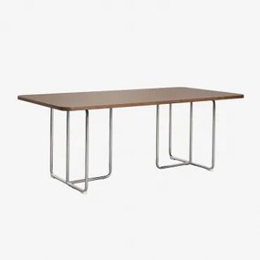 Mesa De Jantar Retangular Em Mdf E Aço Inox Tento Folheado De Nogueira & 200 X 100 Cm - Sklum