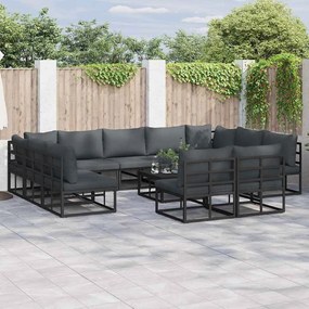 vidaXL Conjunto de Sofá de Jardim 11 pcs Preto 353 x 211,5 x 71 cm