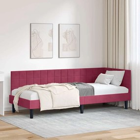 vidaXL Estrutura de Cama de Canto Vinho Vermelho 80 cm x 200 cm Veludo