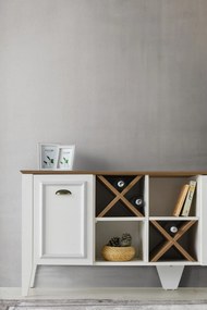 Aparador Rustic – Branco e Nogueira (180 x 72 x 35 cm) | Estilo, Funci