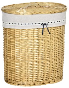 HOMCOM Cesto de Roupa em Vime com Tampa Recipiente com Alça Forro de Tecido Removível Cesto de Roupa Caixa de Lavagem Natural | Aosom Portugal