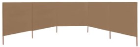 Para-vento com 5 painéis em tecido 600x120 cm cinza-acastanhado