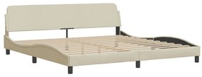Estrutura de cama sem colchão 200x200 cm tecido cor creme