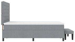 Cama Box Spring com Colchão e Banco Cinza Claro 140x200 cm Tecido