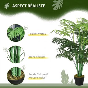 Palmeira Artificial, 16 x 16 x 125 cm, 18 Folhas Grandes, Verde