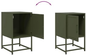 Mesas de cabeceira 2 pcs 36x39x60,5 cm aço verde azeitona