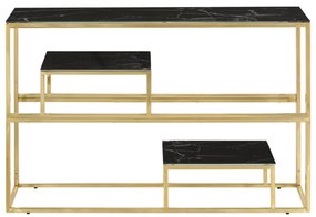 Mesa consola aço inoxidável e vidro temperado dourado
