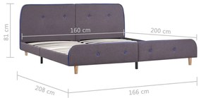 Estrutura de cama 160x200 cm tecido cinzento-acastanhado