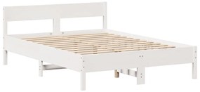 Cama com estante sem colchão 140x190 cm pinho maciço branco