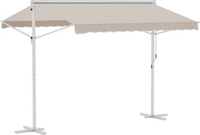 Outsunny Toldo 300x295x260 cm com Manivela Ângulo Ajustável Proteção Solar Portátil para Jardim Terraço Pátio Bege | Aosom Portugal