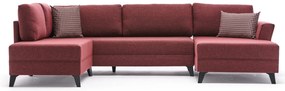 Sofá-Cama de Canto Eris – Vermelho Claret – 300x78x202 cm